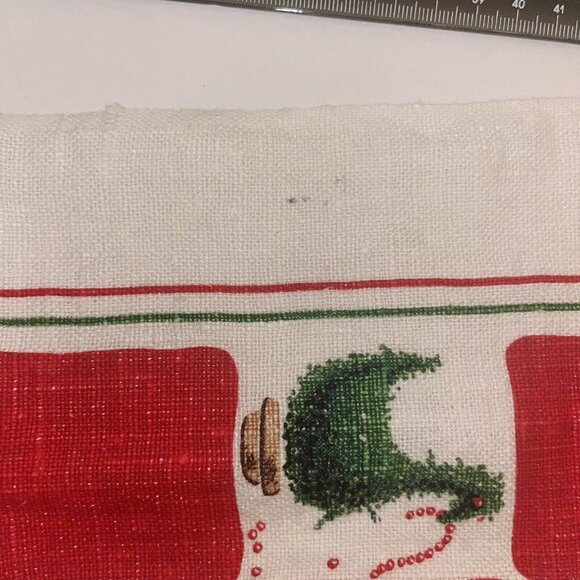 Vintage Christmas Tea Towel Colonial Williamsburg Red & Green Linen 1990s - Picture 10 of 10